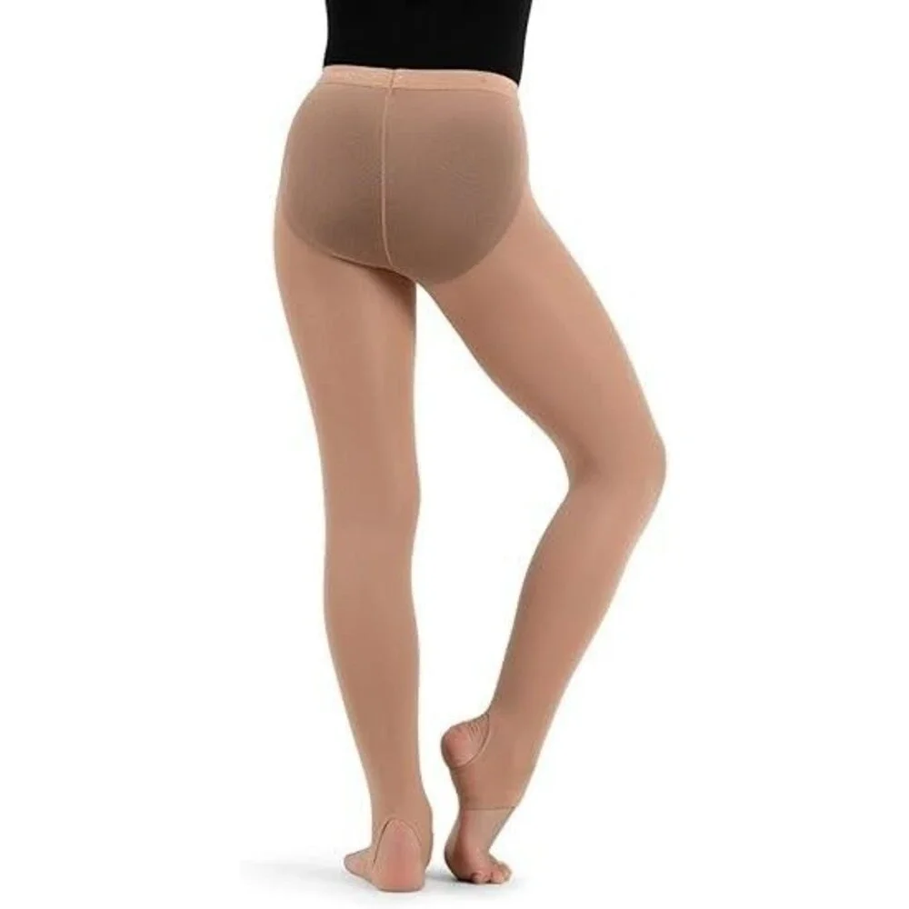 Capezio Girls' Stirrup Tight LARGE Light Suntan Hold & Stretch Elastic Waistband